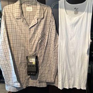 Bundle 3- men clothes: night shirt, under shirt & 2- pairs crew socks